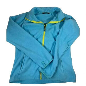 Women’s Northface Aqua Blue Lime Green Fleece Jacket Size Medium